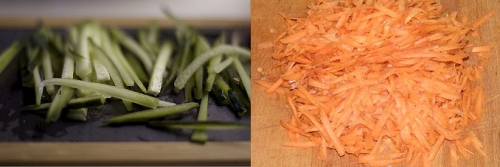 Натираємо огірок і моркву