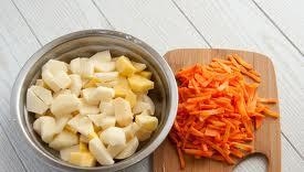картопля режим на часточки, моркву на шматки