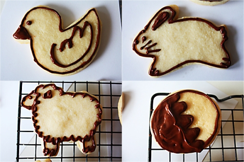 печиво у формі тварин, прикрашені шоколадною глазур'ю
